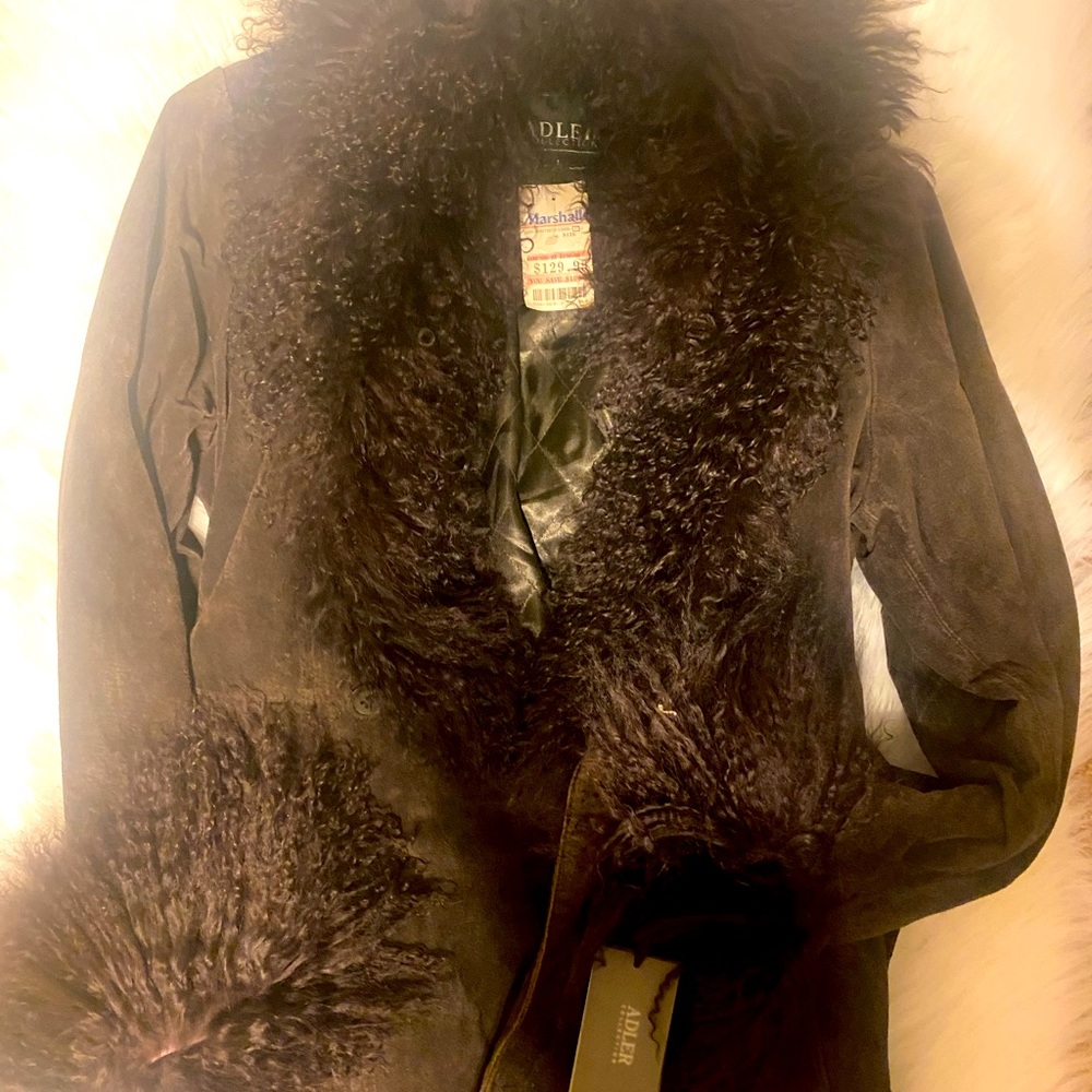 ADLER COLLECTION SUEDE COAT CHOC BROWN